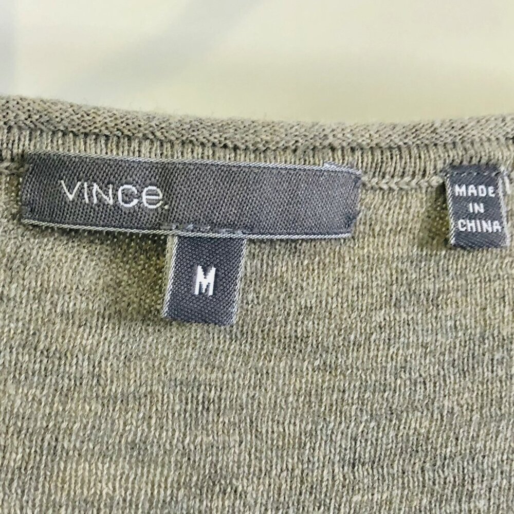 Vince Tan Black Color Block Sweater 100% Cotton Scoop Neck Drop Shoulder Stretch - Picture 5 of 15